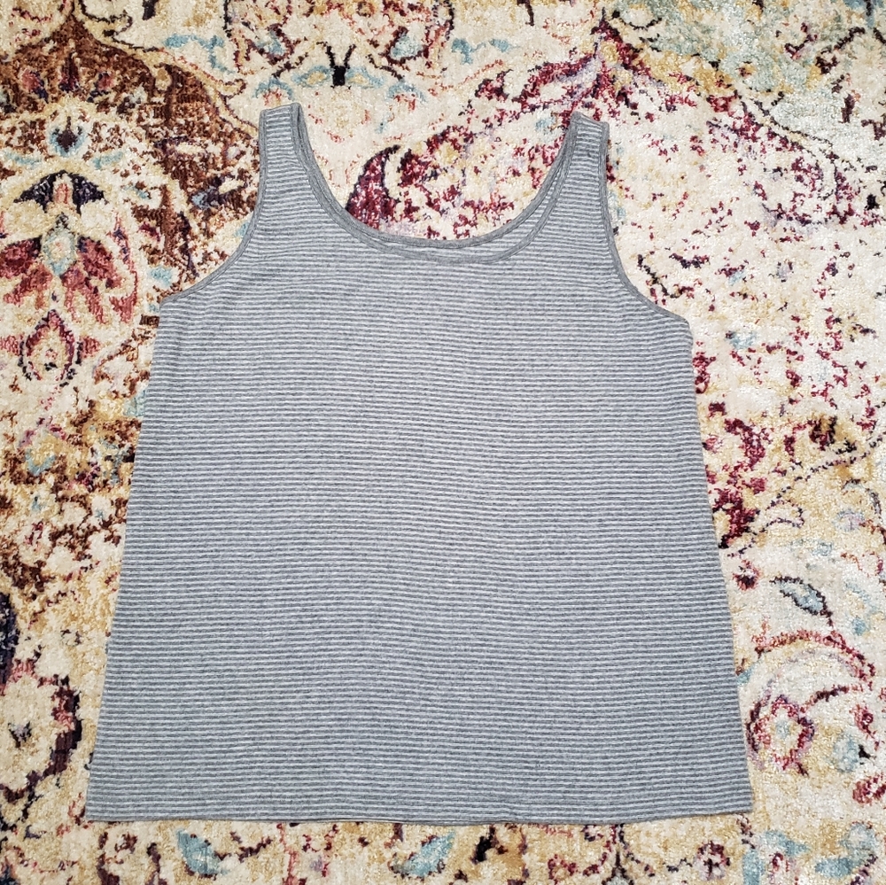 Land's End Grey Striped Soft Tank Top Sz 2X